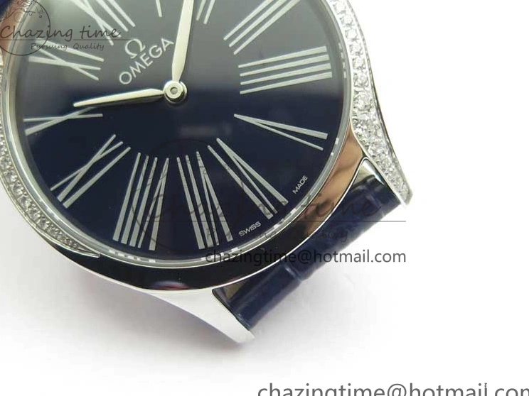 0412 Ladies’ De Ville Trésor Diamond Blue Dial Blue Fabric Watch OXF 1:1 Best Edition Swiss Quartz Upgraded 7892